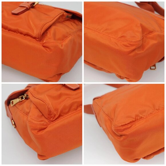 PRADA Shoulder Bag Nylon Orange Gold Auth 123505 - Picture 14 of 16